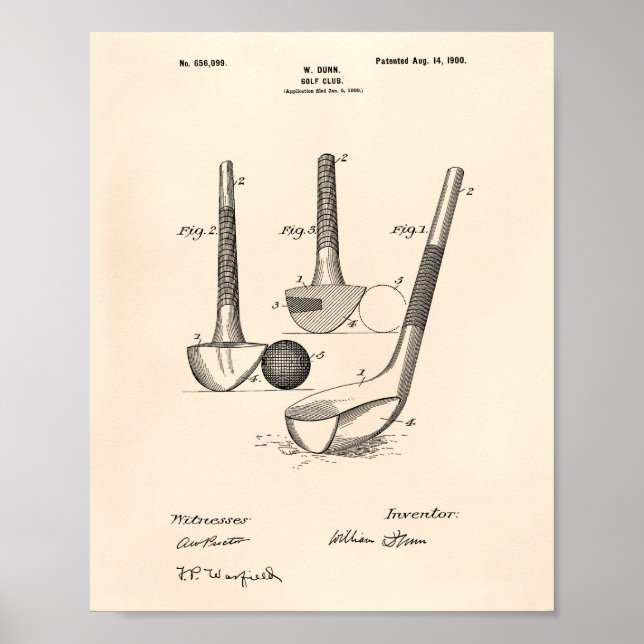 Poster Dunn Golf Club 1900 Patent Art - Old Peper (Frente)