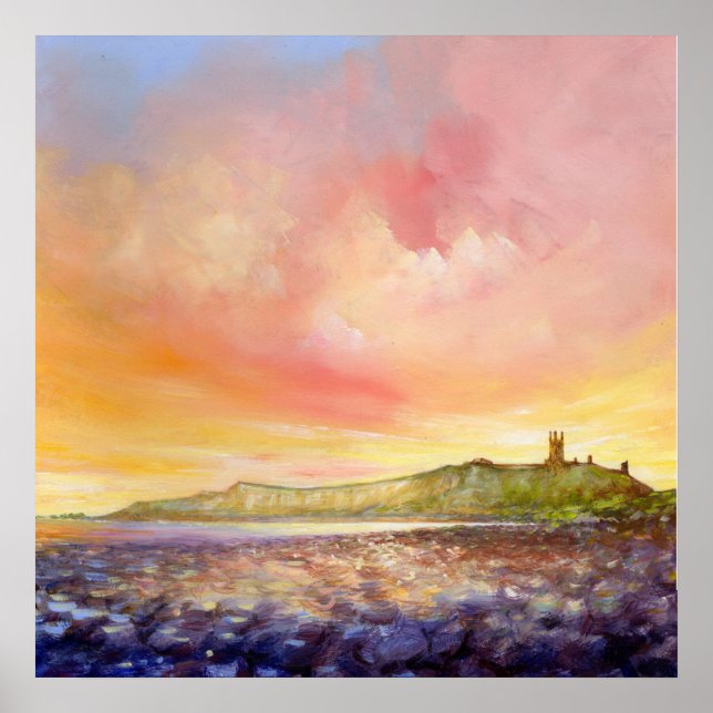 Poster Dunstanburgh Castle Alnwick Northumberland Impress (Frente)