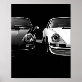 Poster Duo Clássico Porsche 911 Preto e Branco
