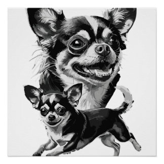 Póster Duo de Chihuahua encantador animal de estimação pr