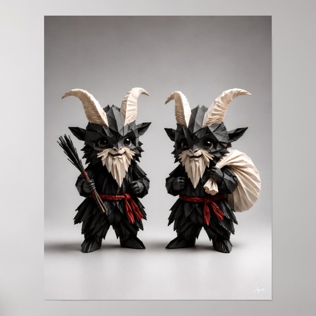 Poster Duo de Krampus Chibi Origami (Frente)