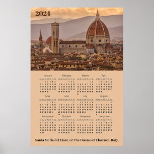 Poster Duomo de Firenze, Florença Itália 2024 Calendário