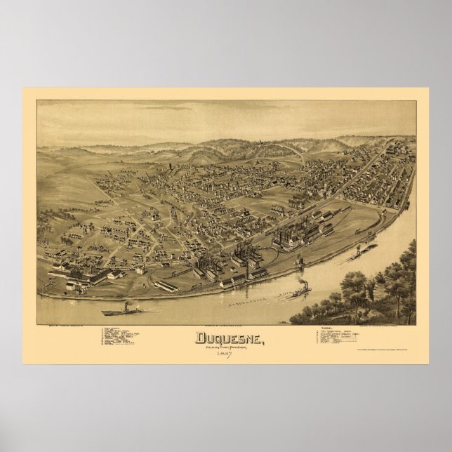 Póster Duquesne, PA Panorâmica - 1897 (Frente)