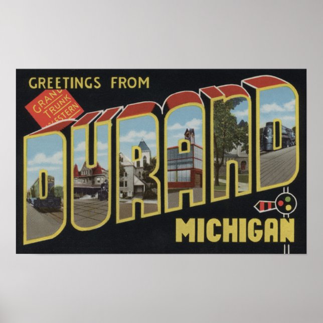Póster Durand, Michigan - Cenas com Letras Grandes (Frente)