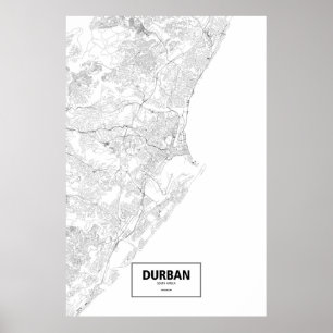 Póster Durban, África do Sul (preto no branco)