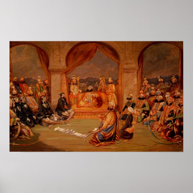 Póster Durbar em Udaipur, Rajasthan, 1855 (Frente)