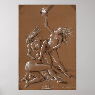 Poster Dürer - Saudação de Ano Novo com Três Bruxas