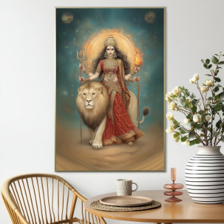 Poster Durgá Deusa Hindu da Força e Proteção