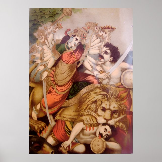 Poster Durgá, Matadora do Demônio Búfalo (Mitologia Hindu (Frente)