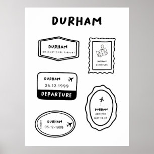 Poster Durham - Coleção de Carimbos de Viagem   Minimalis