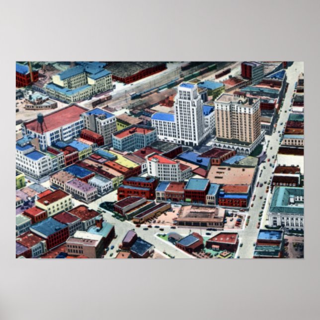 Poster Durham North Carolina Birdseye View (Frente)