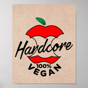 Poster Duro Core Vegan, Apple Core Vegan, Hardcore Vegan