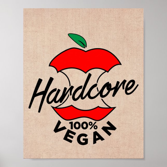 Poster Duro Core Vegan, Apple Core Vegan, Hardcore Vegan (Frente)