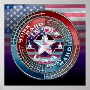 Poster Duro De Reprodução De Duro De Trabalho Nos Estad