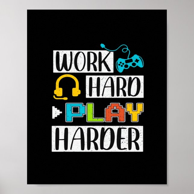 Poster Duro de trabalho jogar tão Duro, uma citação engra (Frente)