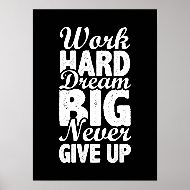 Poster Duro De Trabalho Nunca Desiste - Gym, Hustle, Suce (Frente)