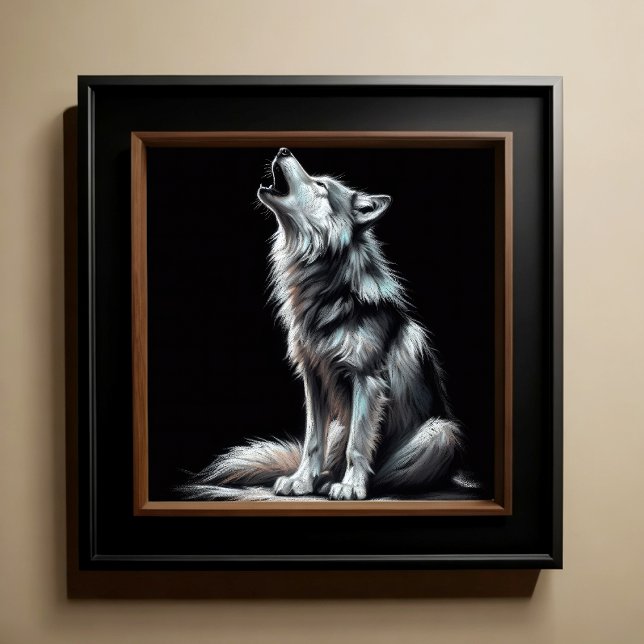 Poster Duro Pastel Desenhando Lobo Howling (Criador carregado)