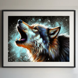 Poster Duro Pastel Desenhando Lobo Howling