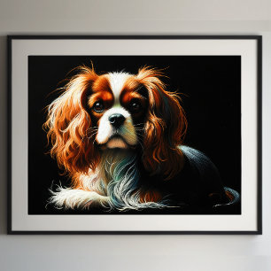 Poster Duro Pastel desenhando o rei Charles Cavalier Span