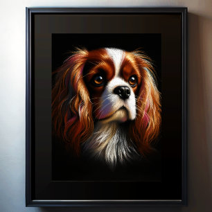 Poster Duro Pastel desenhando o rei Charles Cavalier Span