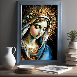 Poster Duro Pastel Desenho Mãe Maria
