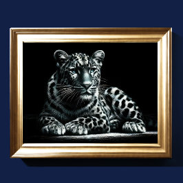 Poster Duro Pastel Desenho Neve Leopardo II