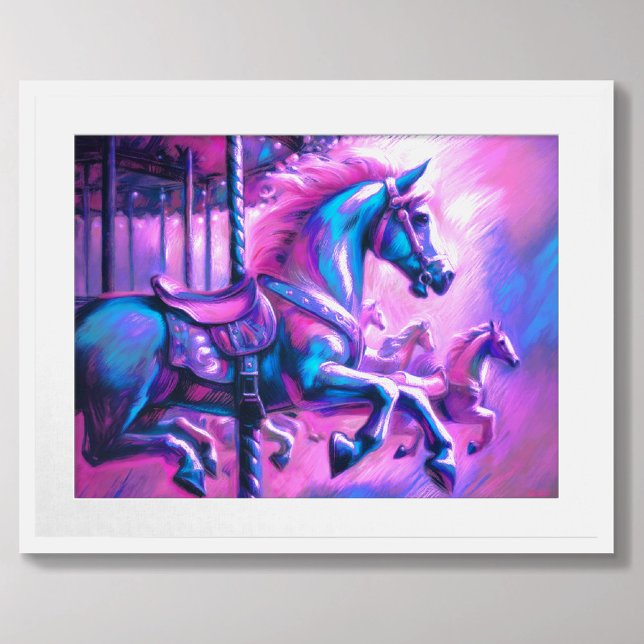 Poster Duro Pastel Desenho Tons Legal Carrossel Cavalo (Criador carregado)