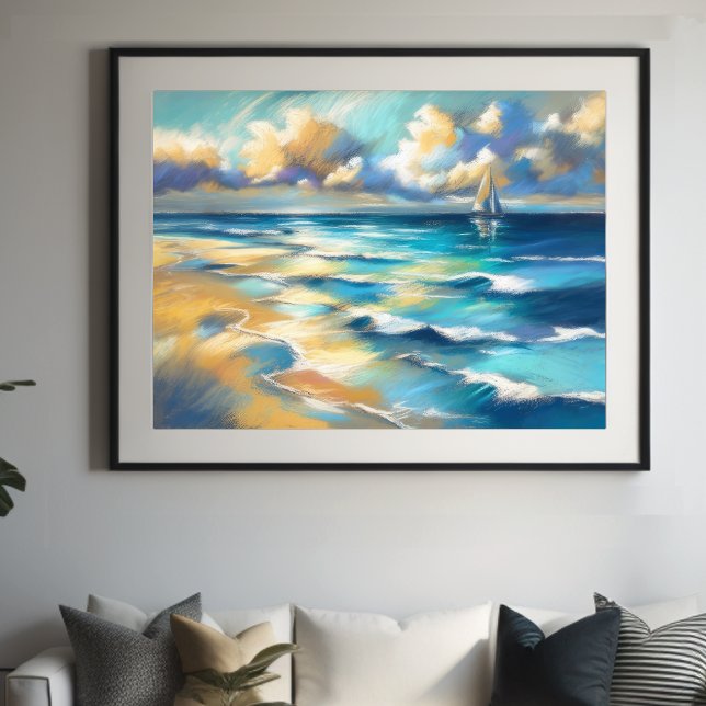 Poster Duro Pastel Drael Sailboat Water II (Criador carregado)