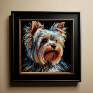 Poster Duro Pastel Drawing Yorkshire Terrier Yorkie