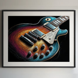 Poster Duro Pastel Saco de Desenho Guitarra