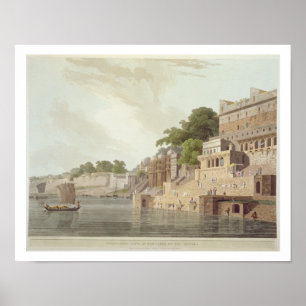 Póster Dusasumade Gaut, em Benares, no rio Ganges, f