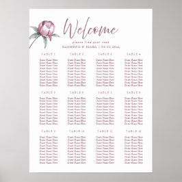 Poster Dusky Pink Peony Encontre Seu Casamento De Assento