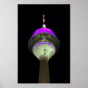 Poster Düsseldorfer Rheinturm à noite