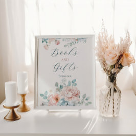 Poster Dusty Blue Books e Chá de fraldas de presentes