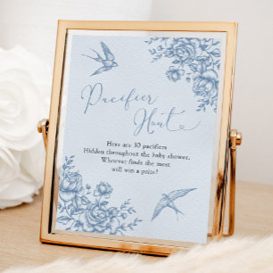 Poster Dusty Blue Chinoiserie Chá de fraldas Pacificador