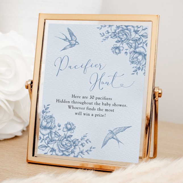 Poster Dusty Blue Chinoiserie Chá de fraldas Pacificador (Criador carregado)