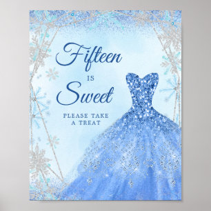 Poster Dusty Blue Christmas Snowflake Quinze é Sweet