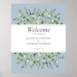 Poster Dusty Blue Eucalyptus Wedding Welcome