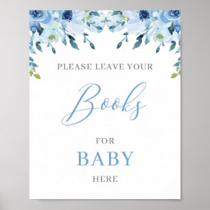 Poster Dusty Blue Floral Boho livros para bebê