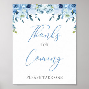 Poster Dusty Blue Floral Boho Obrigados para o próximo si