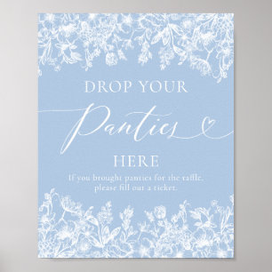 Poster Dusty Blue Floral Largue suas calças aqui Sinal de