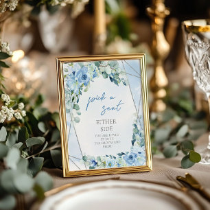 Poster Dusty Blue floral prata Escolha um assento de cada