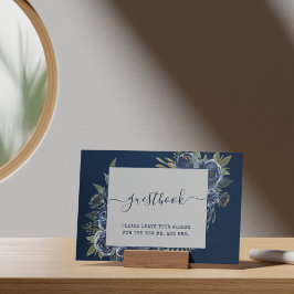 Poster Dusty Blue Marinho Champagne Casamento de Marfim