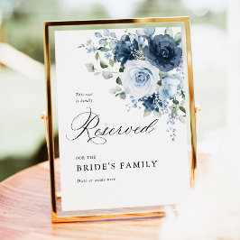 Poster Dusty Blue & Navy Reserved Sign 5x7 Wedding Decor