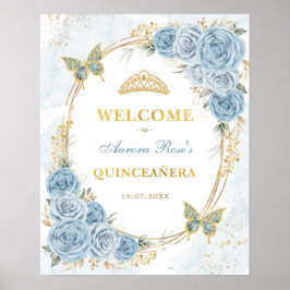Poster Dusty Blue Quinceanera Mis Quince Boas-vindas