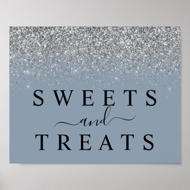 Poster Dusty Blue & Silver Sweets & Treats Sinal de deser (Frente)