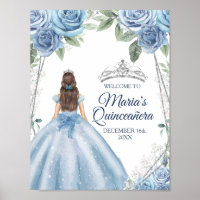 Dusty Blue Vestida Quinceañera Crown Aniversário