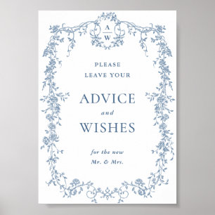 Poster Dusty Blue Victorian Advice & Wish Sign