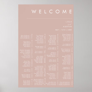Poster Dusty Boho Gráfico de assentos alfabéticos Rosa