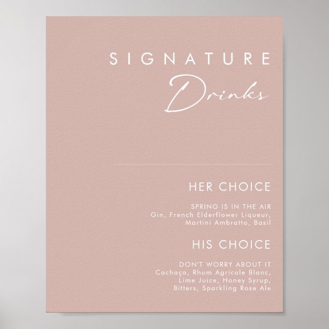 Poster Dusty Boho | Placa de Bebidas com a Assinatura Ros (Frente)